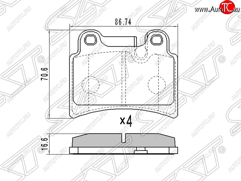 879 р. Колодки тормозные SAT (задние, 86,74*70,6*16,6) Volkswagen Touareg GP дорестайлинг (2002-2007)  с доставкой в г. Екатеринбург
