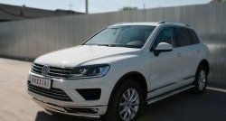 27 999 р. Защита переднего бампера (2 трубыØ75х42 мм, нержавейка) Russtal Volkswagen Touareg NF рестайлинг (2014-2018)  с доставкой в г. Екатеринбург. Увеличить фотографию 4