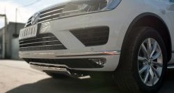 15 649 р. Защита переднего бампера (Ø75х42 мм, нержавейка) Russtal Volkswagen Touareg NF рестайлинг (2014-2018)  с доставкой в г. Екатеринбург. Увеличить фотографию 2