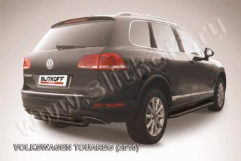 8 999 р. Защита задняя Slitkoff Volkswagen Touareg NF дорестайлинг (2010-2014) (Цвет: серебристый)  с доставкой в г. Екатеринбург. Увеличить фотографию 1