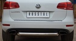 16 199 р. Одинарная защита заднего бампера из трубы диаметром 76 мм Russtal Volkswagen Touareg NF дорестайлинг (2010-2014)  с доставкой в г. Екатеринбург. Увеличить фотографию 1