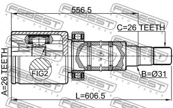 8 599 р. Правый шрус внутренний передний Febest (26X31X26) Volvo S80 AS60 седан дорестайлинг (2006-2010)  с доставкой в г. Екатеринбург. Увеличить фотографию 2