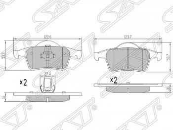 Колодки тормозные задние SAT Volvo S60 RS,RH седан дорестайлинг (2000-2004)