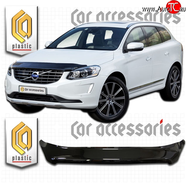 1 999 р. Дефлектор капота CA Plastic  Volvo XC60 (2017-2022) (Classic черный, Без надписи)  с доставкой в г. Екатеринбург