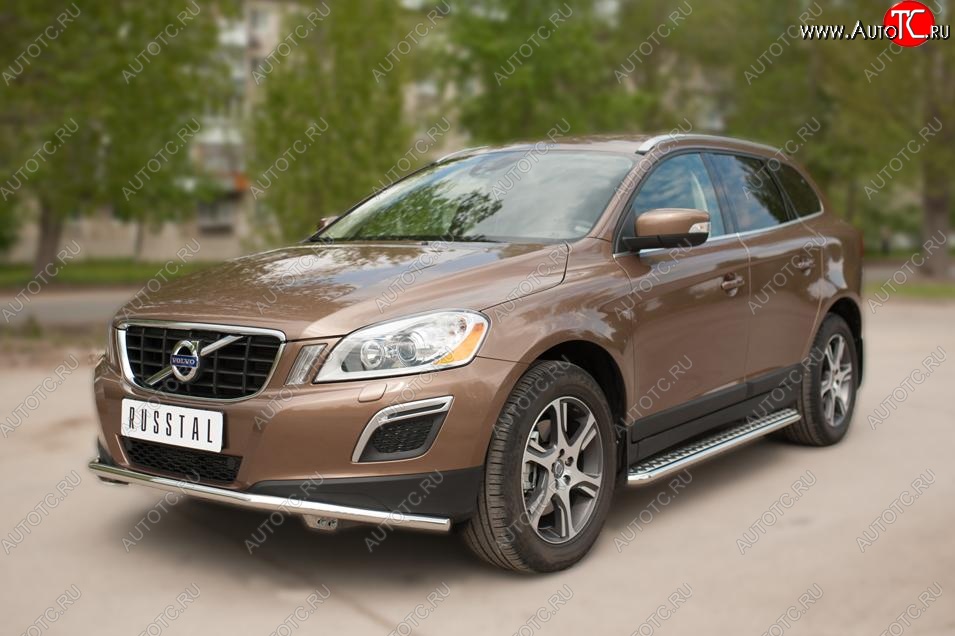 17 799 р. Широкая защита порогов с трубой d42 мм Russtal v2 Volvo XC60  дорестайлинг (2008-2013)  с доставкой в г. Екатеринбург