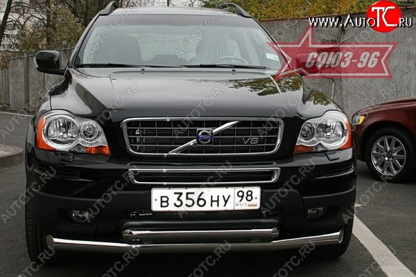 16 379 р. Защита переднего бампера двойная Souz-96 (d76/60) Volvo XC90 C рестайлинг (2006-2014)  с доставкой в г. Екатеринбург