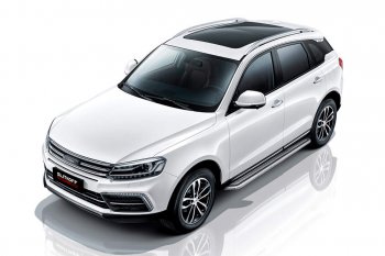 Защита порогов Slitkoff (с листом, d57 мм) Zotye Coupa B11F (2019-2021)  (Нержавейка)