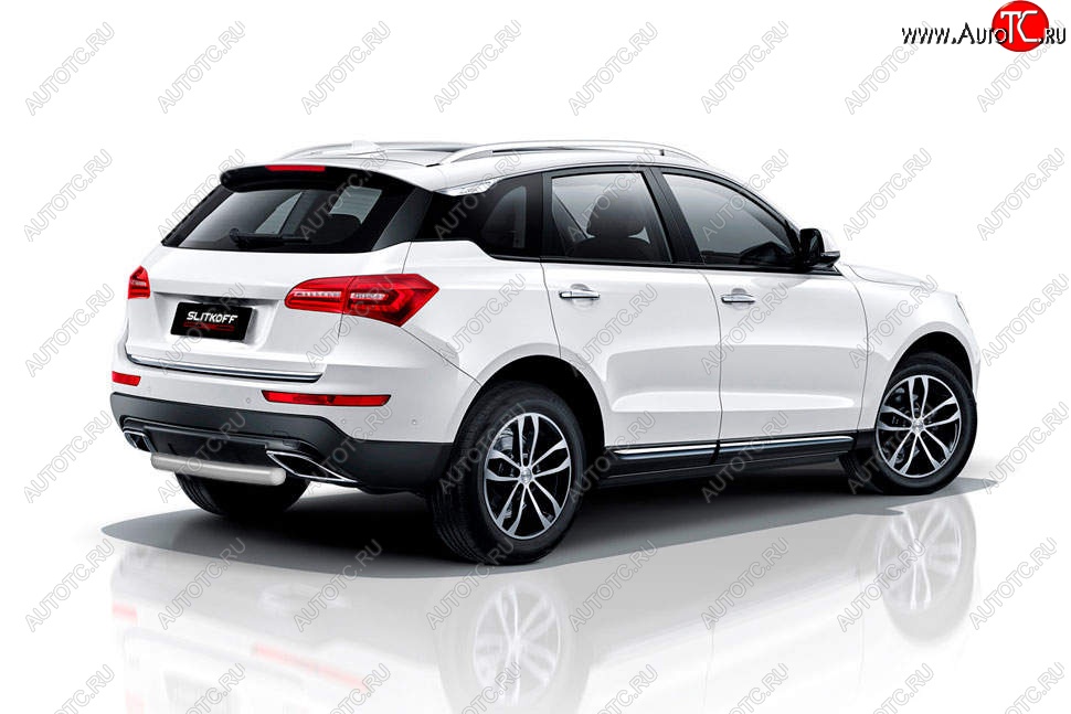 5 599 р. Защита заднего бампера Slitkoff (короткая, d57 мм)  Zotye Coupa  B11F (2019-2021) (Сталь с полимерным покрытием. Цвет: серебристый)  с доставкой в г. Екатеринбург