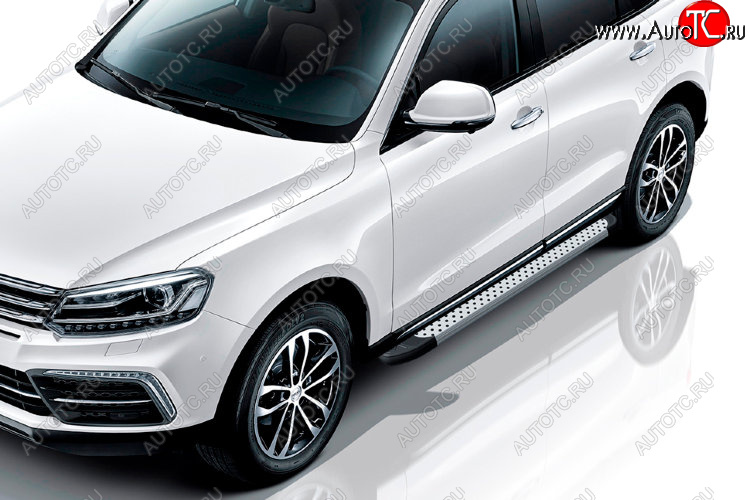 24 999 р. Пороги алюминиевые Slitkoff  Zotye Coupa  B11F (2019-2021) (Standart Silver)  с доставкой в г. Екатеринбург